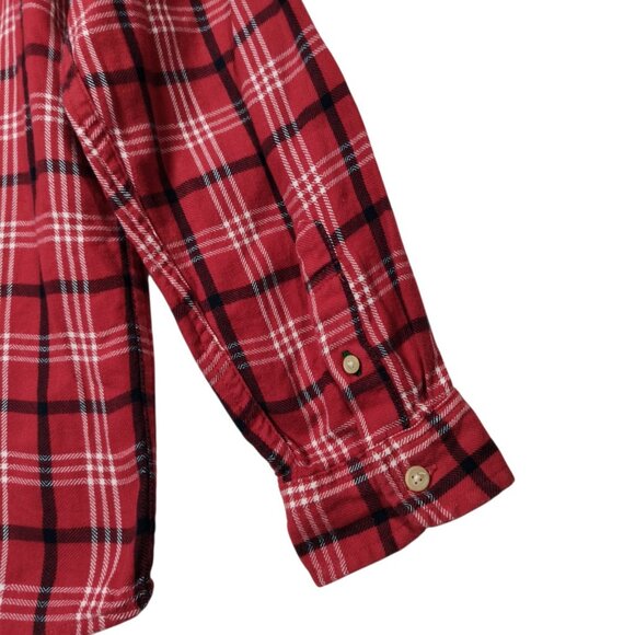 Tommy Hilfiger Women's Collared Cotton Plaid Flannel Shirt Size XL Red Black - Picture 5 of 8